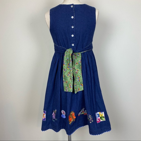Embroidered Denim Jumper Dress - Picture 7 of 15